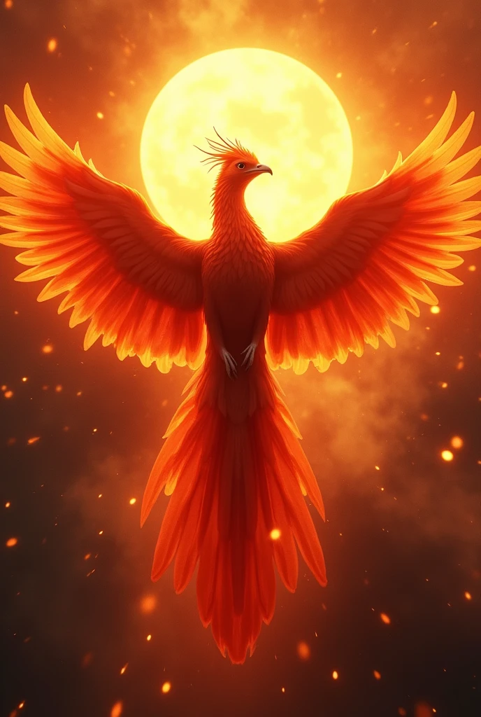 god々A fascinating close-up portrait of a beautiful large phoenix in bright light, Golden Light, The vibrant bokeh balls gently frame the delicate shape.. , The phoenix is a beautiful, fiery red.., Extremely realistic photos, 美しくgod秘的に発光する翼, A long tail like a peacock, Ultra-detailed sun flaring, With the sun at my back, Flying in the sky, Facing forward, universe space, Very large and impressive adult bird, Realistic flaming wings, Squeal with open mouth,