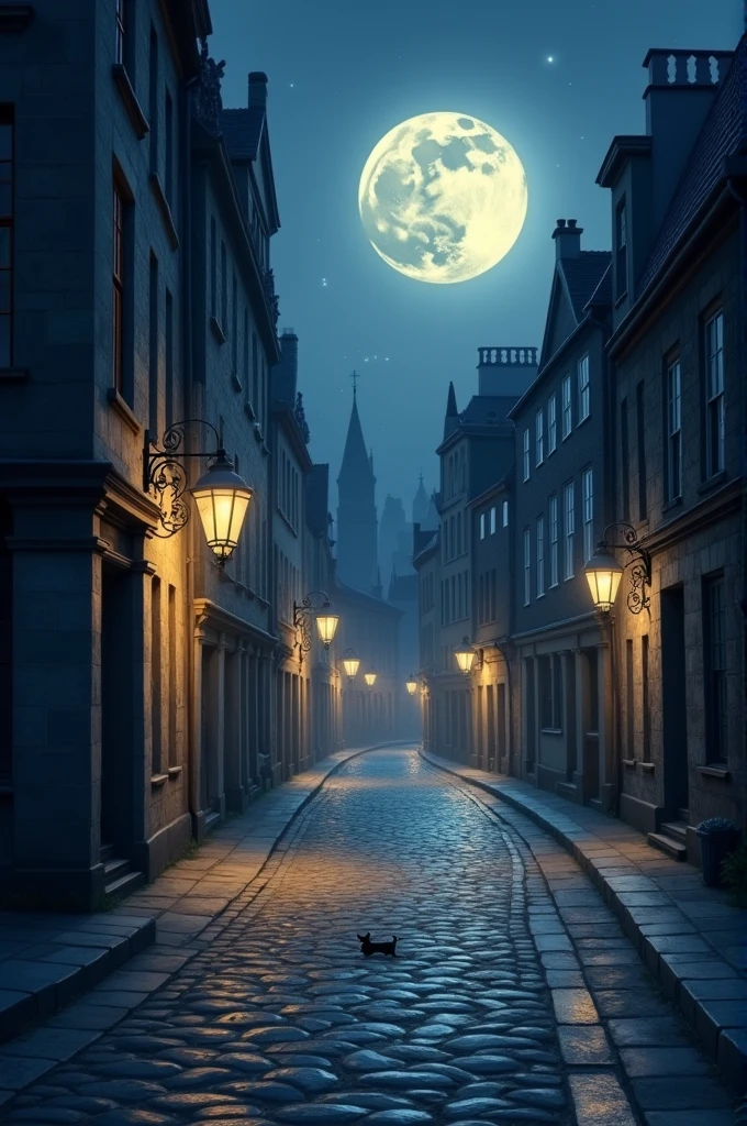 A street on a moonlit night