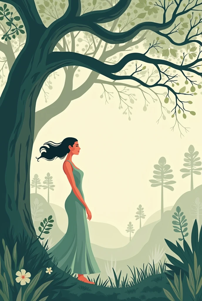 woman tree vector template design, woman cover page vector design