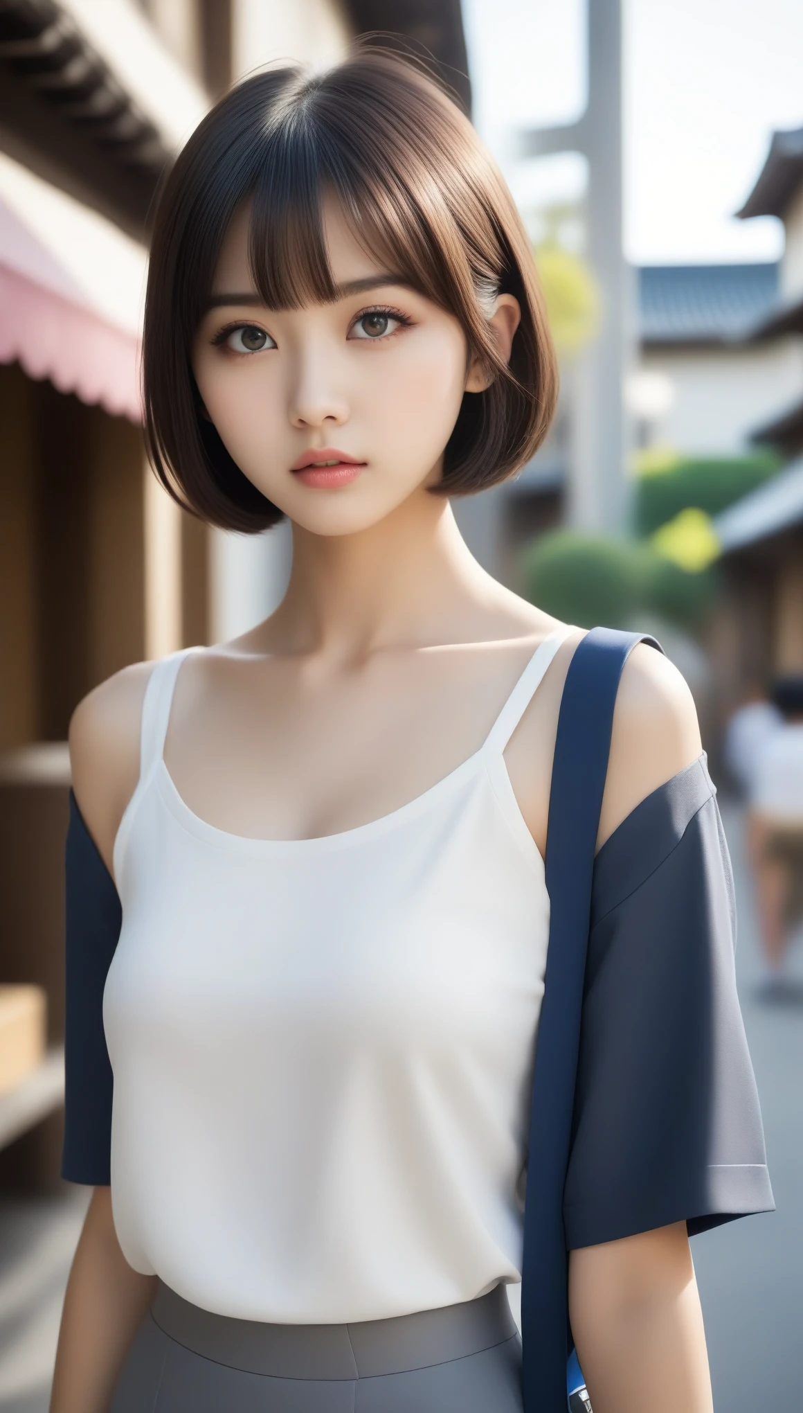 8k, Ultra-high resolution, Highest quality, masterpiece, 三分割法によるphotograph,Surreal, photograph,One Woman, (:1.3), cute, cute顔, 細部までBeautiful Eyes, 細かくdetailedに,masterpiece,One Girl:1.2,Japanese women,kindergarten,close up,glaring,Black short hair,Bowl cut,ID photo,(kindergarten uniforms:1.3),Eccentric,Future City,white collar,((Fusion of humans and androids))(Beautiful attention to detail),Subtle details, detailedな顔,anger,Attractive eyes,(ポートレートphotograph:1.4),(Photorealistic images:1.4),Fantasy art,(Beautiful Face:1.4),美しくAttractive eyes、Beautiful Eyes,Silver residue,(Tight waist:1.4)、(Beautiful with perfect body proportions:1.4),Pink Lips,profile,(((Ideal body type))),A-cup small breasts :2,、Portraiture:2、Perfect Anatomy、鮮明なdetailed、detailed,Fashion magazine cover,Thin lips,完璧でBeautiful Face ,完璧でcute顔, Skin with attention to detail, Perfect limbs、Narrow waist,Surreal,Light and shadow,spotlight