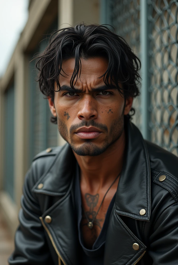 photography realistic, a young man mexician, gangster street.
