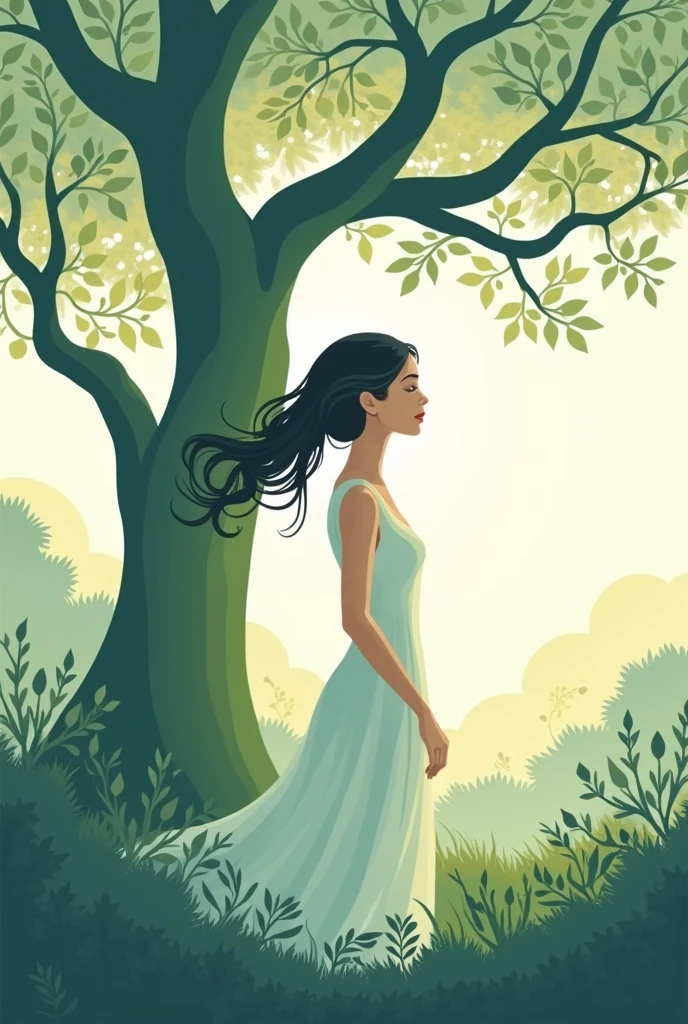 woman tree vector template design, woman cover page vector design
