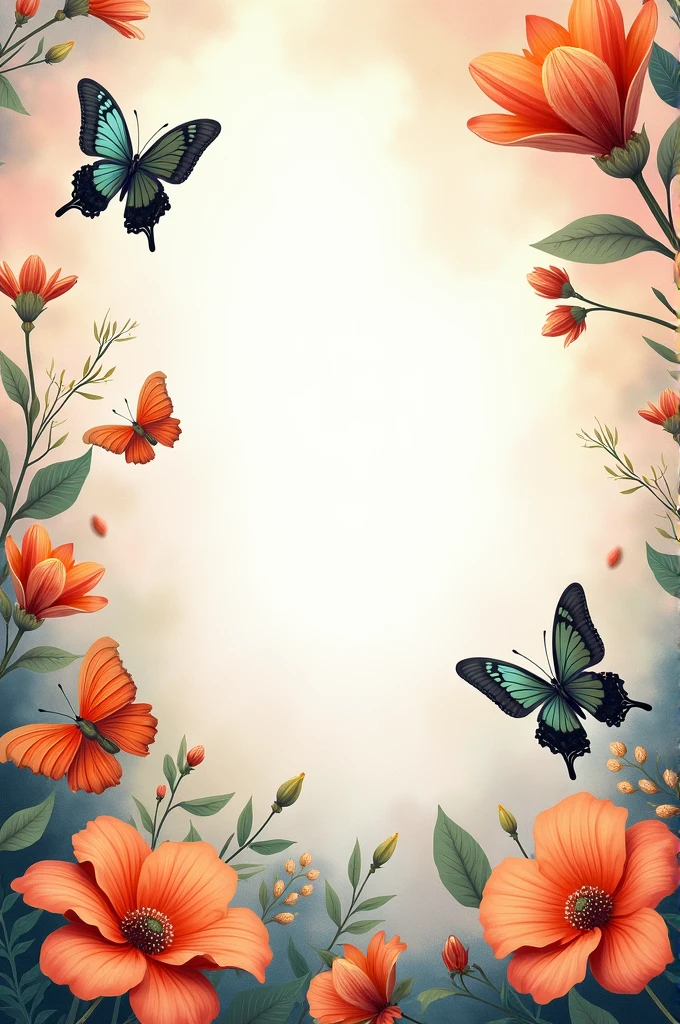 Letter-style cover with images of butterflies and flowers and space to add text