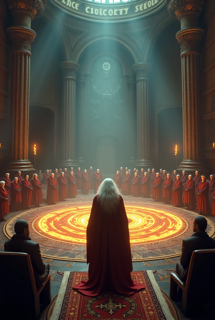 a large room, where several comfortable seats were arranged. In the center of the room, a magic circle shone brightly, ready to be used in revealing the true natures of the candidates. The arcane master in charge of the test, an elderly man with a long white beard and eyes that seemed to see through souls, came forward to speak. RPG 3D 