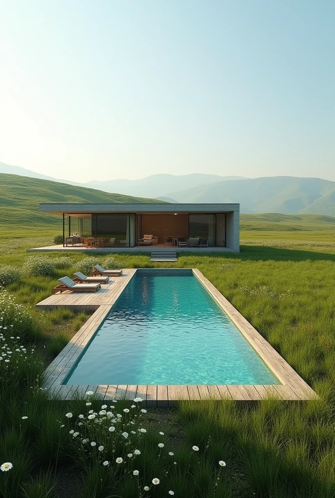House type L field swimming pool 