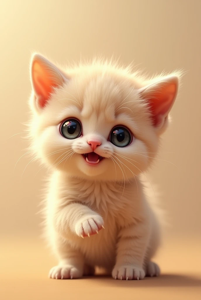 Little kitten holding a front camera