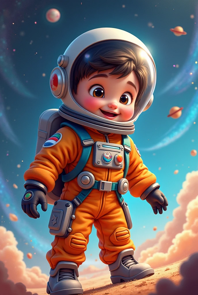Leo the Astronaut Kit:
Appearance: Leo could be a young boy around 8-, with bright, curious eyes and a big smile. He wears a space suit that is colorful and slightly oversized, adding a playful touch. The suit can have patches of planets, stars, and a name tag that says "Leo."