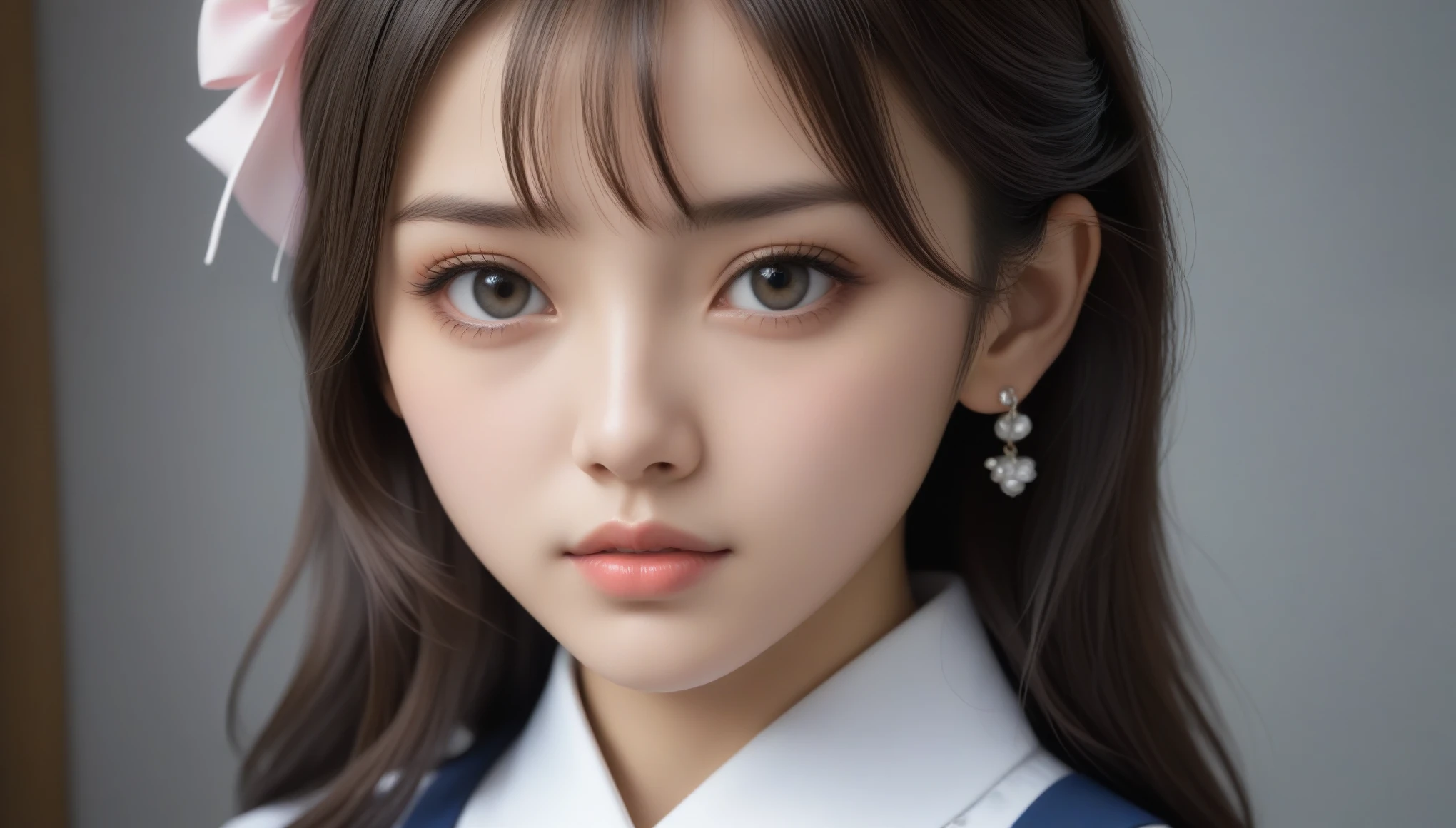 8k, Ultra-high resolution, Highest quality, masterpiece, 三分割法によるphotograph,Surreal, photograph,One Woman, (:1.3), cute, cute顔, 細部までBeautiful Eyes, 細かくdetailedに,masterpiece,One Girl:1.2,Japanese women,kindergarten,close up,glaring,Black hair,braid,(twin braids:1.0),ID photo,(kindergarten uniforms:1.3),Eccentric,Future City,white collar,((Fusion of fashion and gothic)),(Beautiful attention to detail),Subtle details, detailedな顔,anger,Attractive eyes,(ポートレートphotograph:1.4),(Photorealistic images:1.4),Fantasy art,(Beautiful Face:1.4),美しくAttractive eyes、Beautiful Eyes,Silver residue,(Tight waist:1.4)、(Beautiful with perfect body proportions:1.4),Pink Lips,profile,(((Ideal body type))),A-cup small breasts :2,、Portraiture:2、Perfect Anatomy、鮮明なdetailed、detailed,Fashion magazine cover,Thin lips,完璧でBeautiful Face ,完璧でcute顔, Skin with attention to detail, Perfect limbs、Narrow waist,Surreal,Light and shadow,spotlight