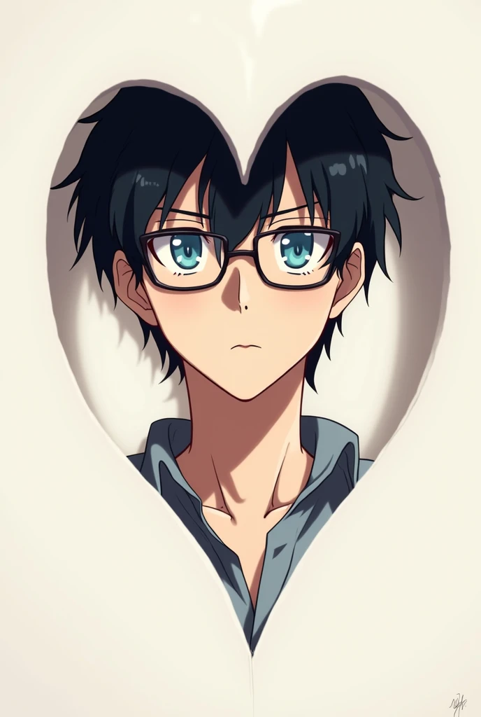 Make Gojo Saturo into a heart, only the head and neck part with the blue eyes and glasses

