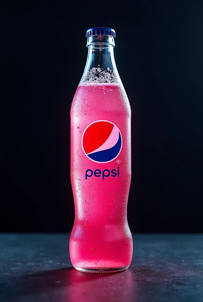 arafed bottle of PEPSI refrigerator with a pink liquid inside, dramatic product photography, commercial product photography, pbr render, hyper-realistic poison bottle, miniature product photo, product photography, product photography 4 k, hyper-realistic colorful photo, “hyper realistic, PEPSI, dramatic product photo, hyper-realistic detailed rendering, refrigerator, against a deep black background, 35mm Product Photo, brushed glass bottle"