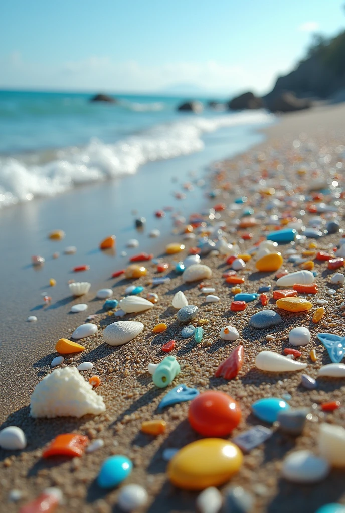 Image of microplastics on the beach