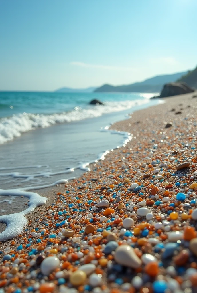 Image of microplastics on the beach