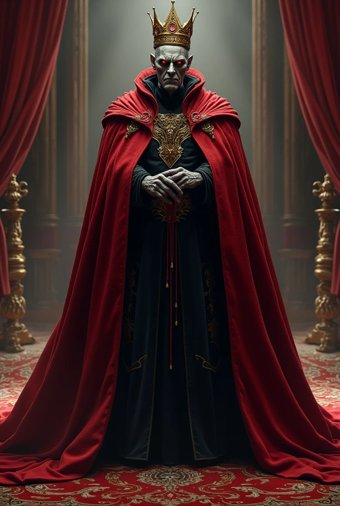 lord voldemort as a king wearing a toga and crown