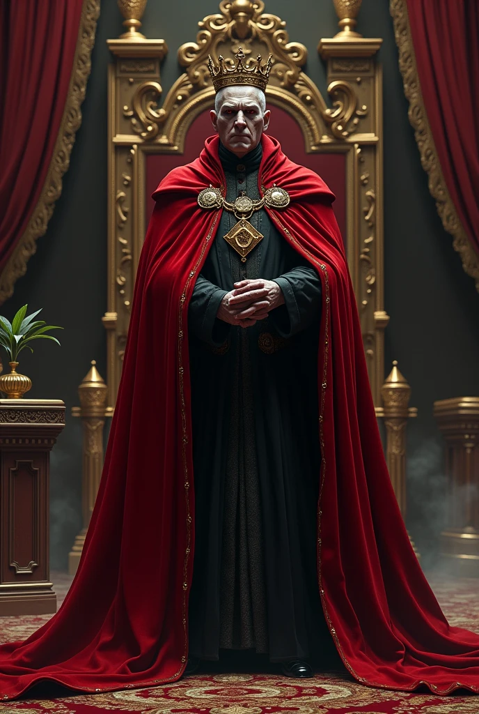 lord voldemort as a king wearing a toga and crown