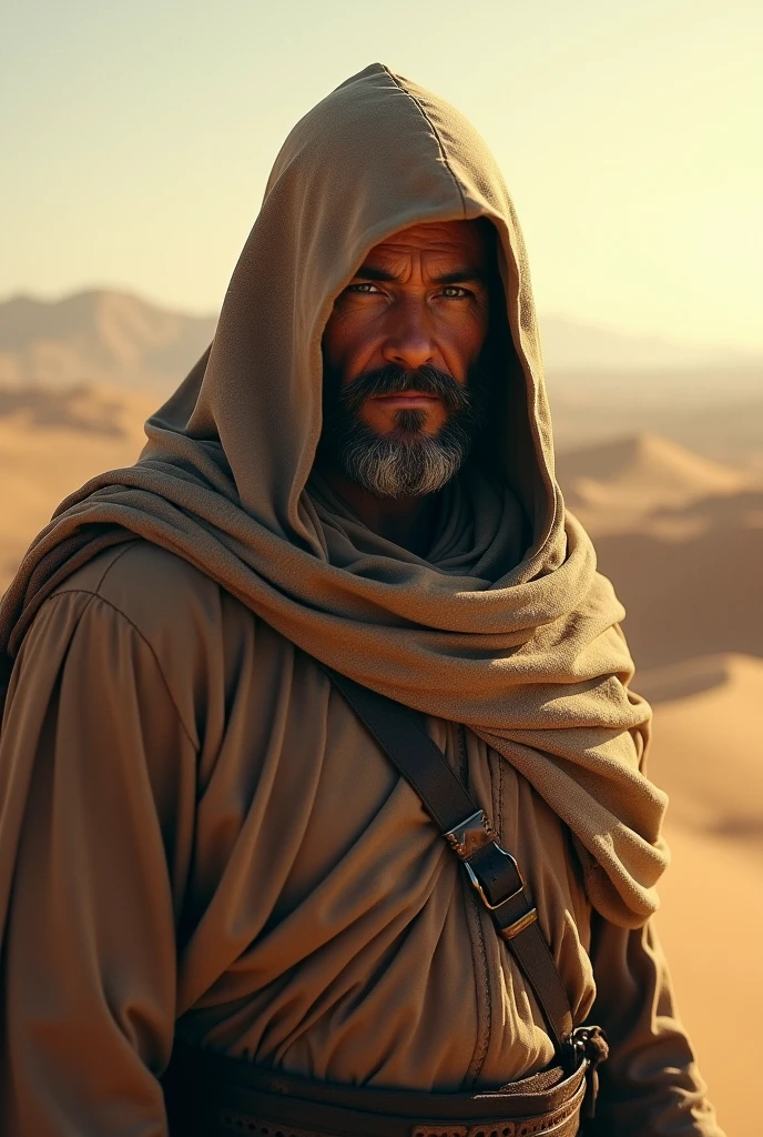 Only face medivil deseert hunter adult guy in hood no beard