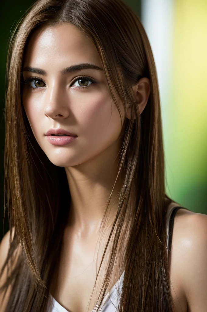 a beautiful woman, detailed facial features, clear eyes, brown hair, portrait, oil painting, chiaroscuro lighting, dramatic lighting, cinematic, hyperrealistic, (best quality,4k,8k,highres,masterpiece:1.2),ultra-detailed,(realistic,photorealistic,photo-realistic:1.37),HDR,UHD,studio lighting,ultra-fine painting,sharp focus,physically-based rendering,extreme detail description,professional,vivid colors,bokeh