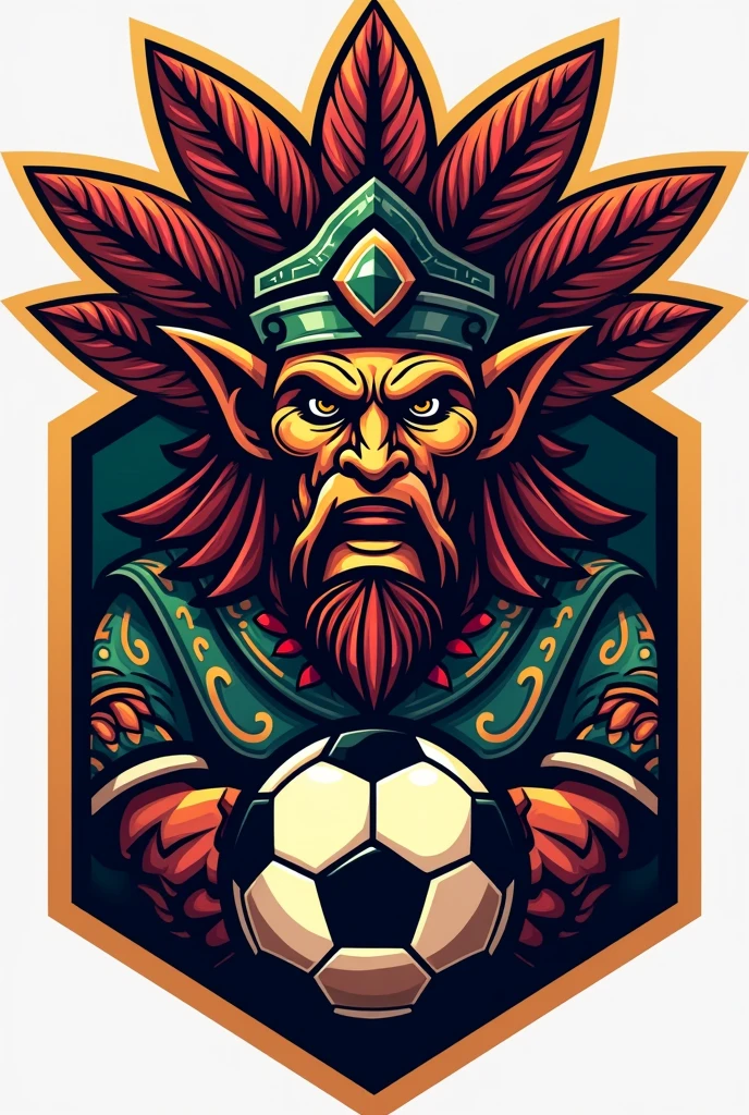 Logo of a football team with an Aztec and a ball