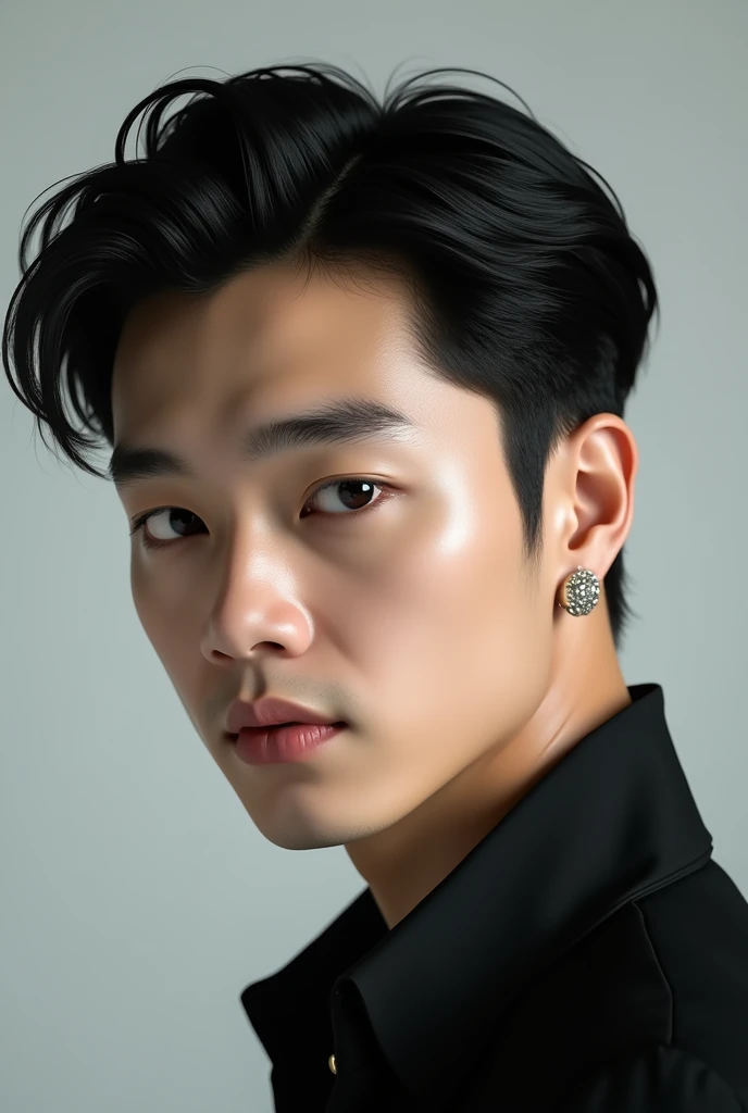 korean man, looks like johnny suhh (nct), back swept hair, swept back hair