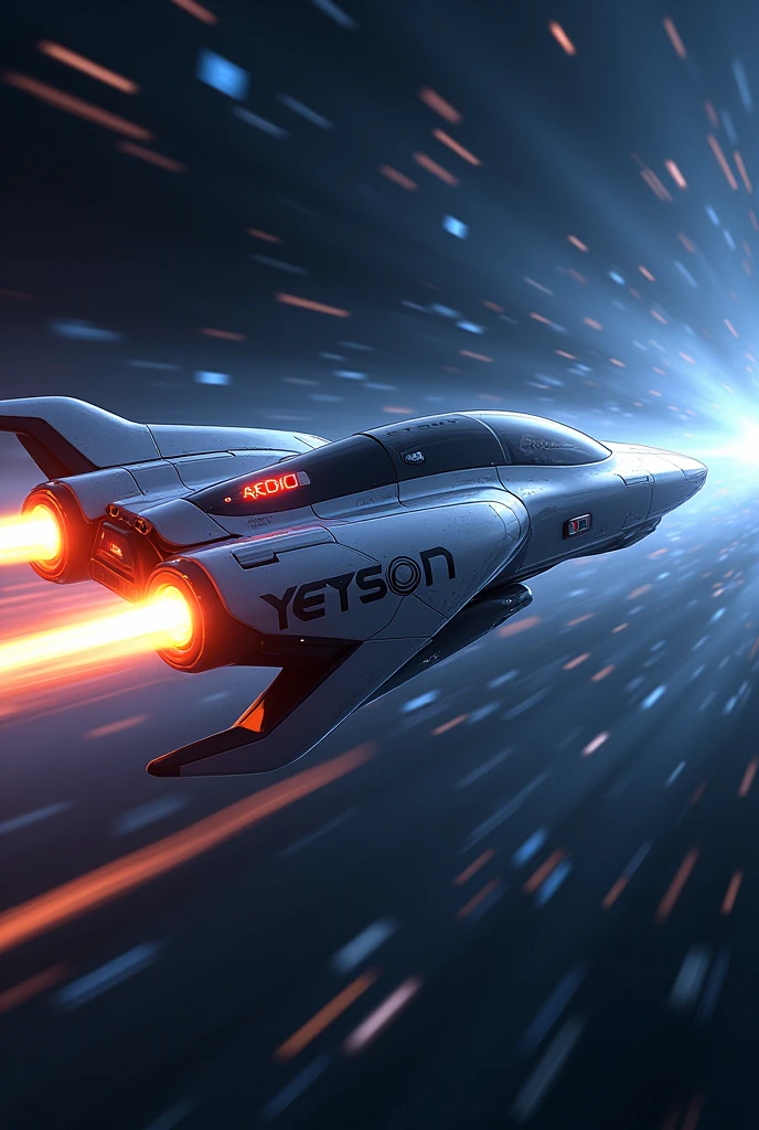 image with the word Yeyson, being the logo of a car in space performing a 3d race 