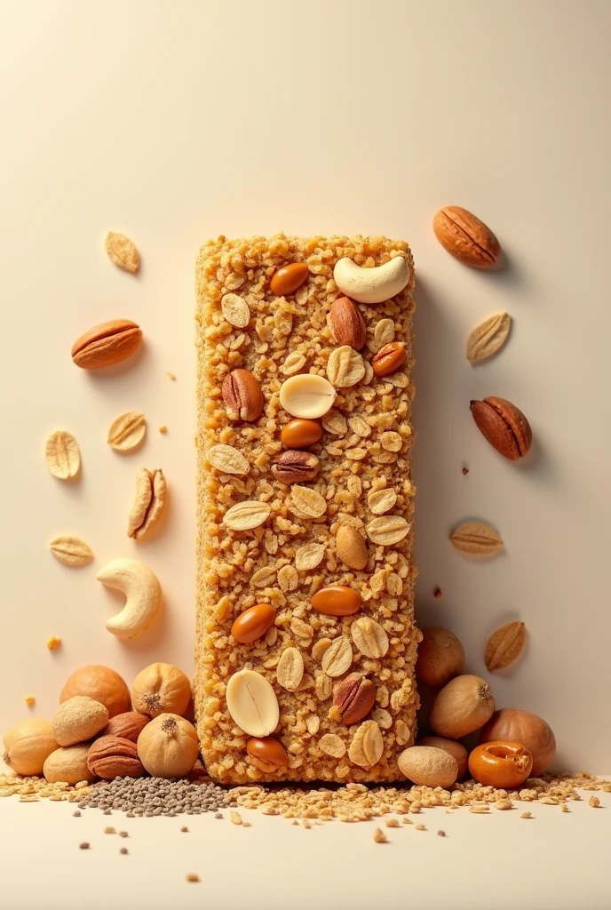 A label for a banana cereal bar, aveia, molasses, cashew nut, Brazil nut, peanut, chia and nuts.