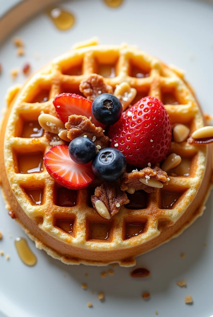 Round waffle with 3 separate toppings