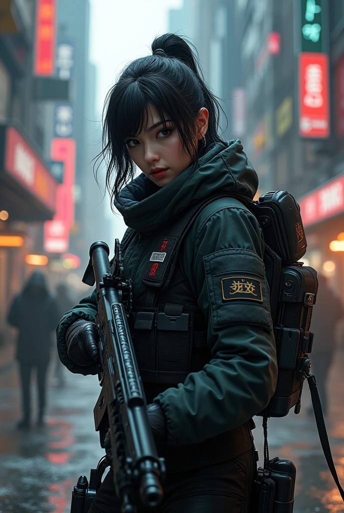 a female character in a robbery action shooter game named REALSants