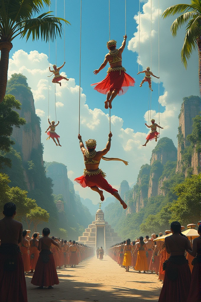Flying men of papantla drawing