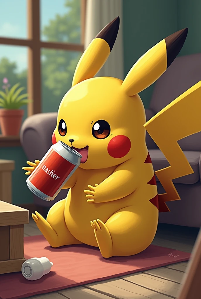 Pokemom Open with a beer can