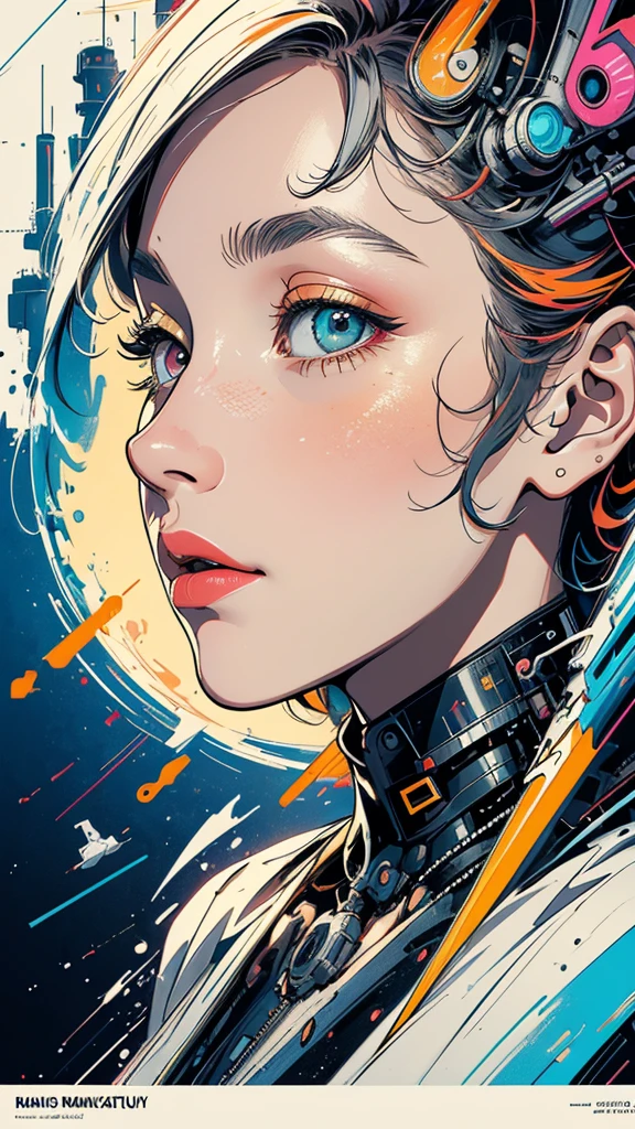 (((masterpiece, highest quality))),(((solo:1.2))),(((1girl:1.2))),32k wallpaper, very detailed, poster, vintage science fiction,(((((geometric cinematic movie poster))))),(((((bauhaus))))), shape,(((abstract))),(mid century modern),movie poster,(((((portfolio))))),(((((Close-up))))),(((((bust up))))),((((more various angle)))),(((highlight))),((((heterochromia)))),(((complete detailed face))),(((detailed futuristic machine))),(((most complecated machine))),unlimited colorful color scheme,(((Absolutely mechanic background)))