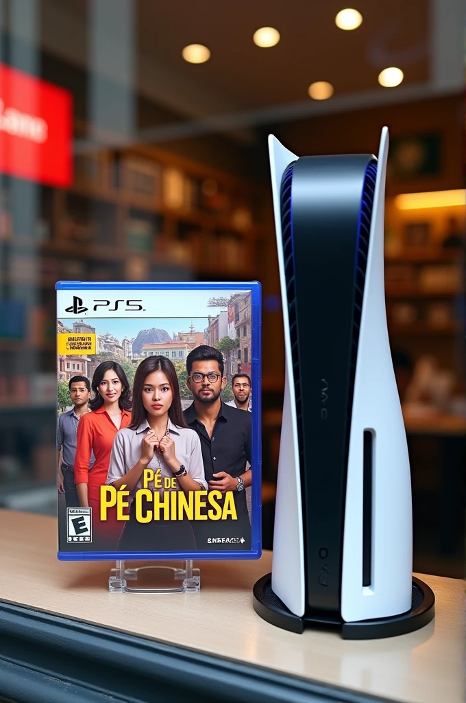 PS5 game of the soap opera Pé de Chinesa, in the packaging being sold in the window