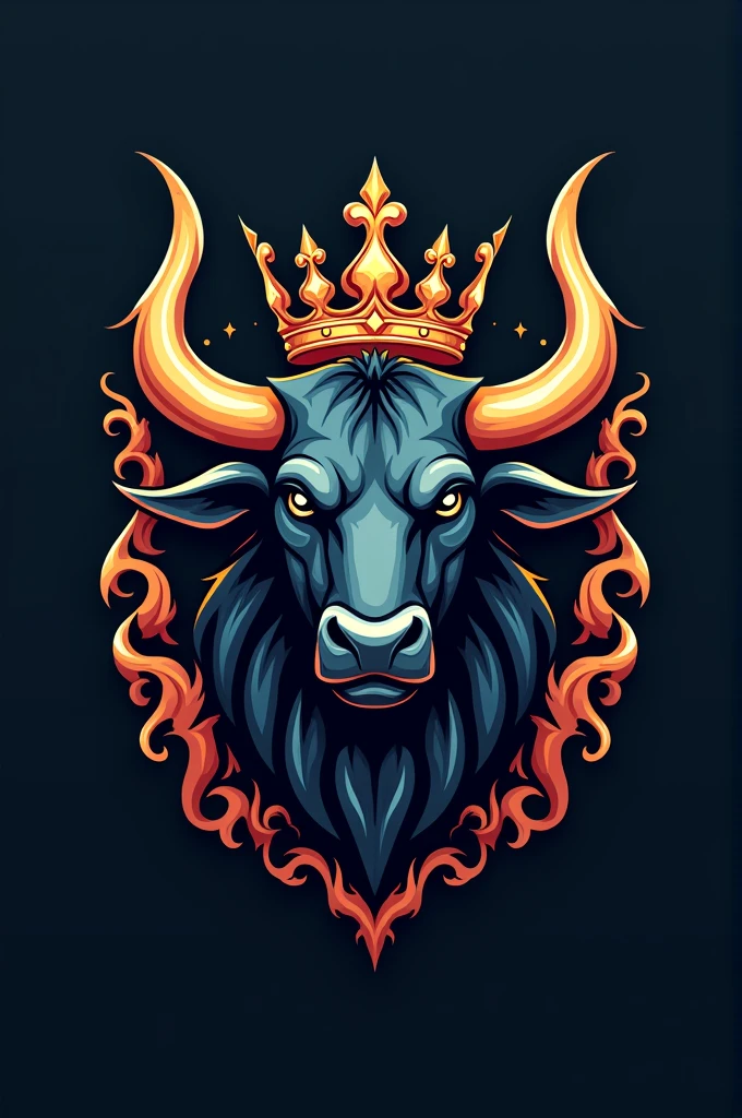 (Logo salle de jeux Royal game) mode gaming avec bulls couronne royal gaming avec bouton manette sur sa couronne