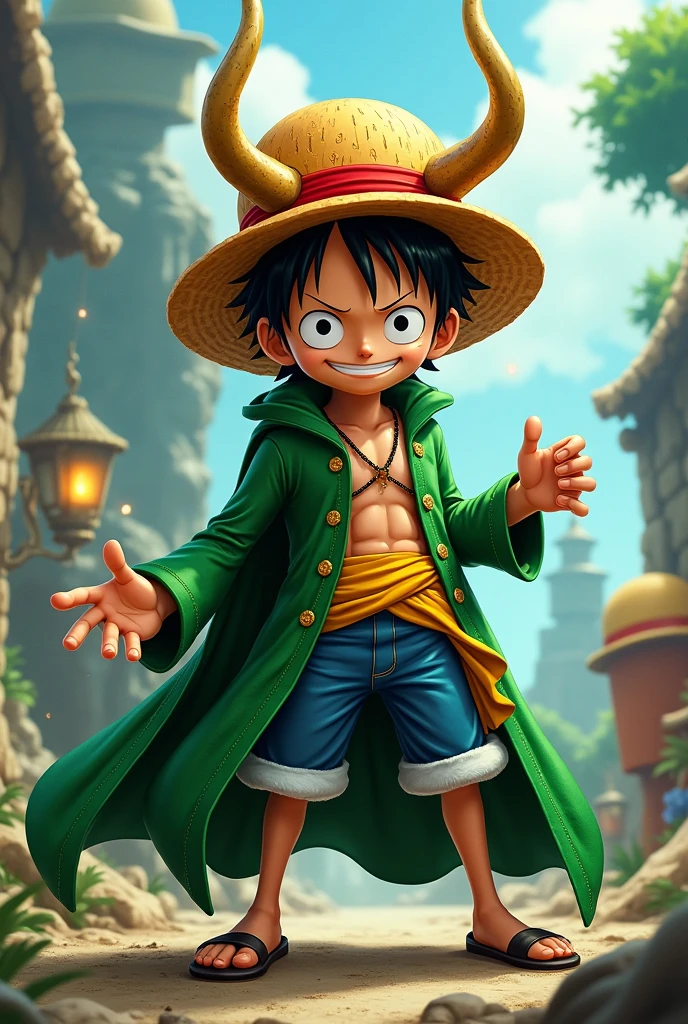Luffy déguisé en Loki