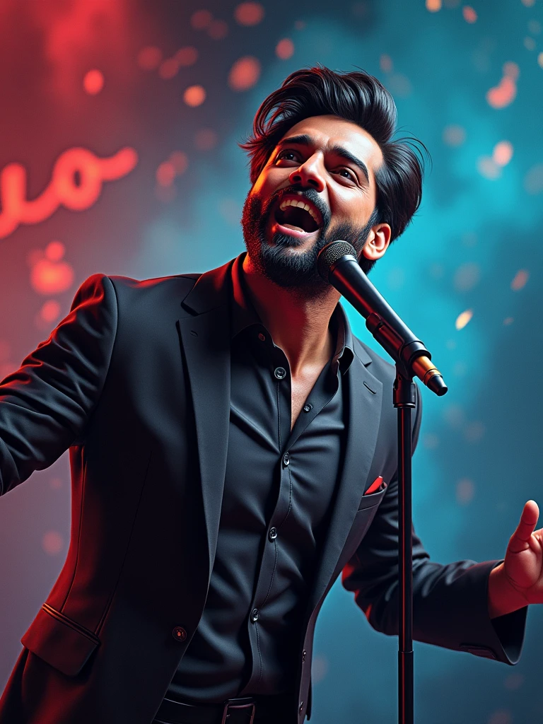 arijit singh singing in the image word "o pilka" 3d