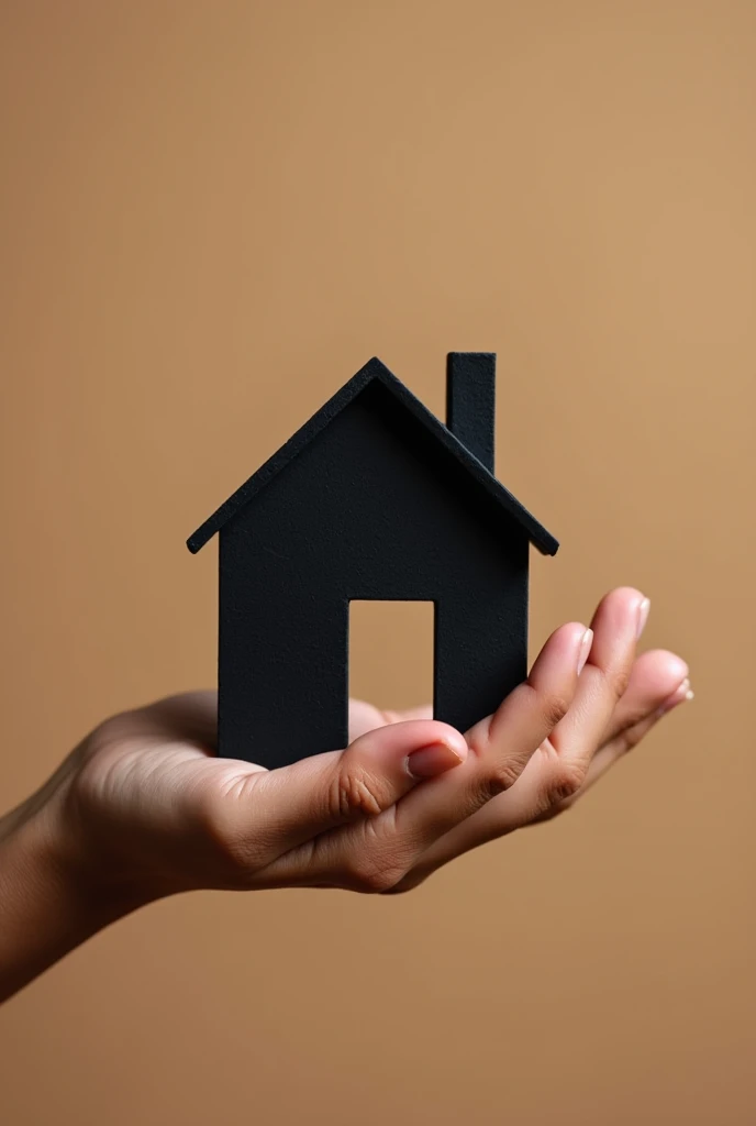 clearing! Here are the adjusted prompts:
1. **"A light-skinned hand holding a black or dark-toned house, with a light brown background. The house should be detailed and contrast strongly with the background to create a visual highlight.."**
2. **"Close-up of a female hand holding a dark house on a light brown background. The hand and the house should be clear and well lit., standing out from the background for a striking effect."**
3. **"Image of a male hand holding a black or dark-toned house, with a light brown background. The house must be in focus and well lit, contrasting strongly with the background to ensure visibility."**
4. **"A dark skinned hand holding a house with dark tones, against a light brown background. The house and hand should stand out clearly from the background to ensure visual impact.."**
5. **"Hand holding a small black or dark house on a light brown background. The house must be highlighted, with a strong contrast against the background to draw attention."**