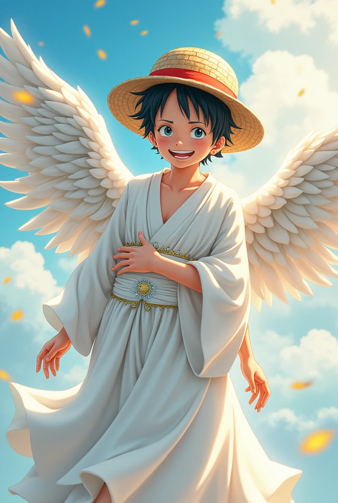 Luffy déguisé en ange