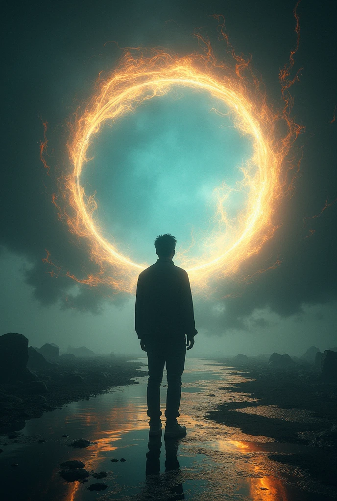 a person watching a portal opening 