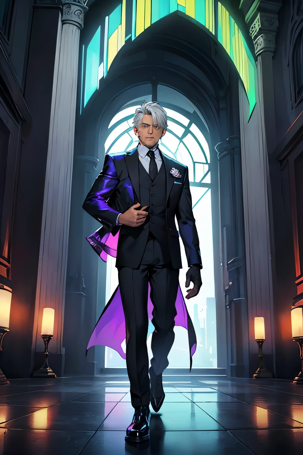 He was a gray-haired man wearing a business suit that looked ordinary at first glance.. In his hands he carried a pair of combat gloves, But between the end of these and the sleeve of his suit you could see the beginning of what looked like an unidentifiable tattoo from that point of view.. His eyes were of peculiar colors, Because the iris of these seemed to change color constantly like an aurora borealis.. He was quite tall and had no recognizable mutations beyond his eyes.. He started to approach where the youngest one in the room was., making noisy steps with those formal shoes that shined more than usual, as if they were covered in polished metal.
