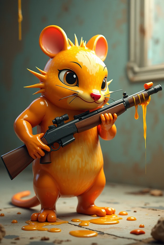 Syrupy, character from the program Ratinho. Holding a truncheon and a rifle