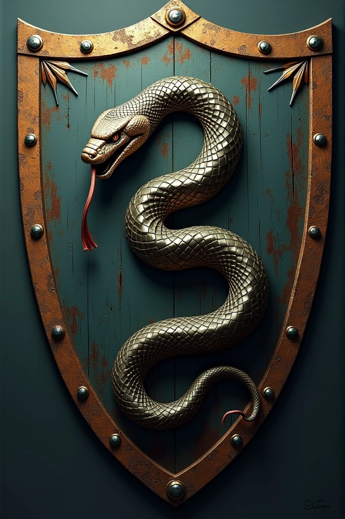 Create an image of an S-shaped snake inside a shield