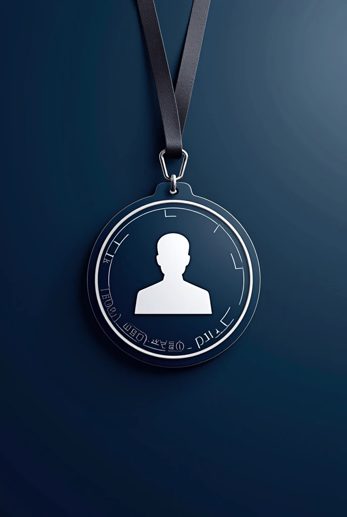 create a badge where it is dark blue with white where the badge will have a qr code and a photo with white and blue line details. THERE CANNOT BE ANYTHING WRITTEN ON THE BADGE



