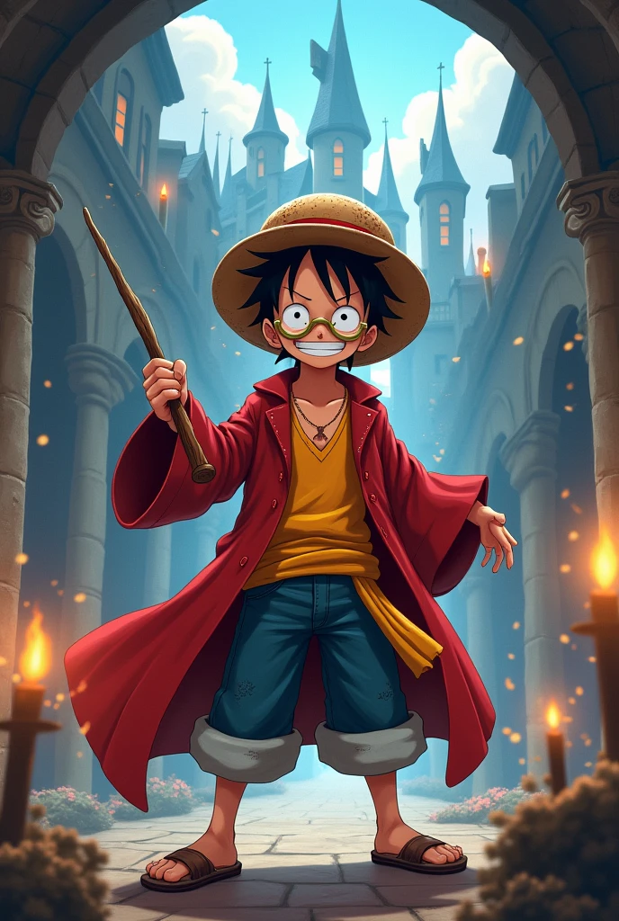 Luffy déguisé en harry potter