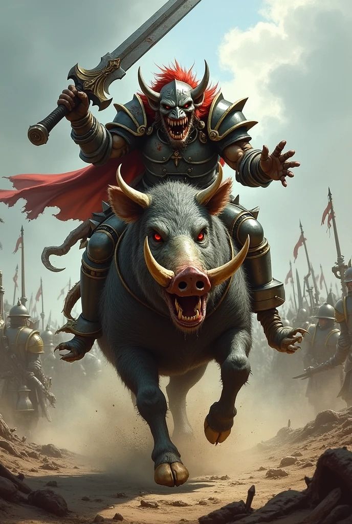 Goblin Knight description: A goblin riding an armored boar, that advances rapidly towards enemies, causing extra damage to ground troops.