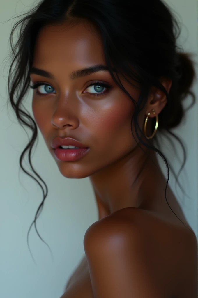 A beautiful young girl very sexy with blue eyes, black complexion