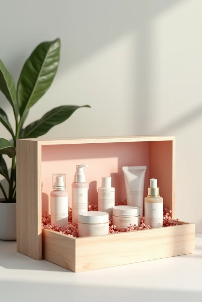Create a box with beauty products for sale.
Put them in a box