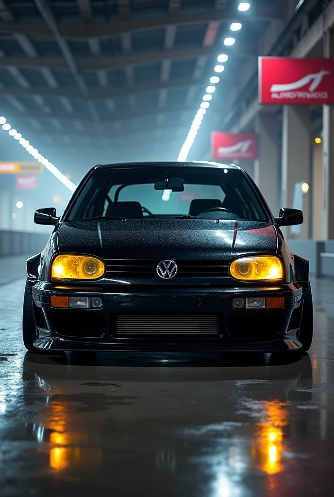 vW Golf MK4, Motorsport, Jubi gti bumper, black, yellow headlight glass, turbo, body kit, big mowl on front bumper