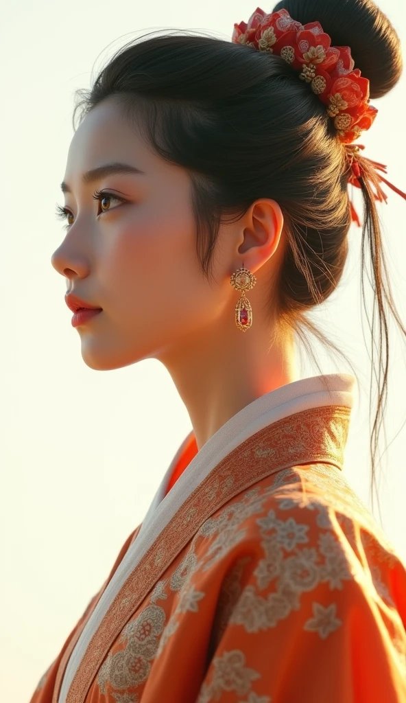 A girl, ancient Chinese costume, whole body, sunshine, clear face, clean white background, masterpiece, super detail, epic composition, ultra HD, high quality, extremely detailed, official art, uniform 8k wallpaper, super detail, 32k