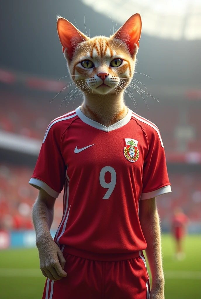 I want you to make a cat with a Peruvian national soccer team jersey