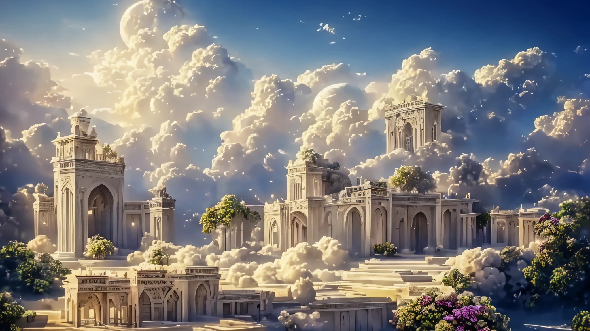 There is a picture of a castle in the sky with clouds - SeaArt AI