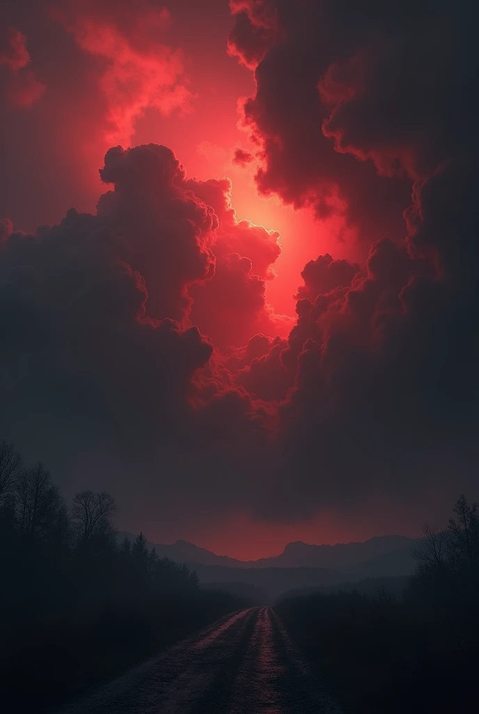 dark sky with red clouds