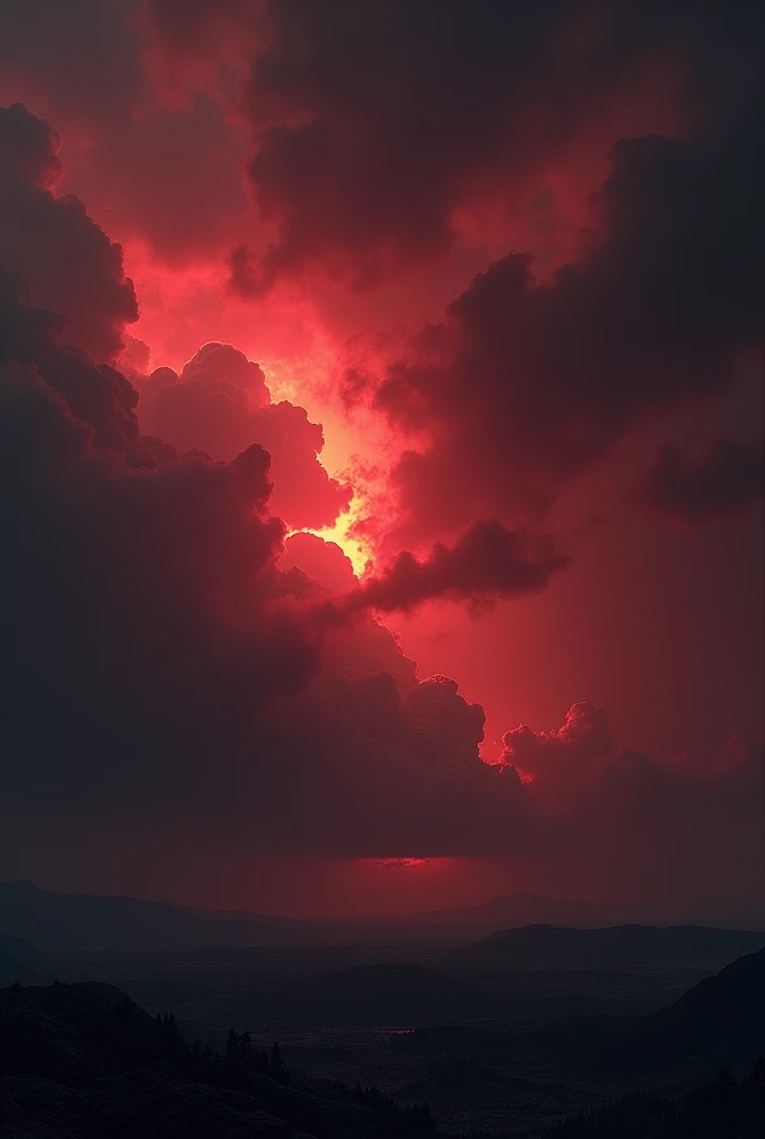 dark sky with red clouds 